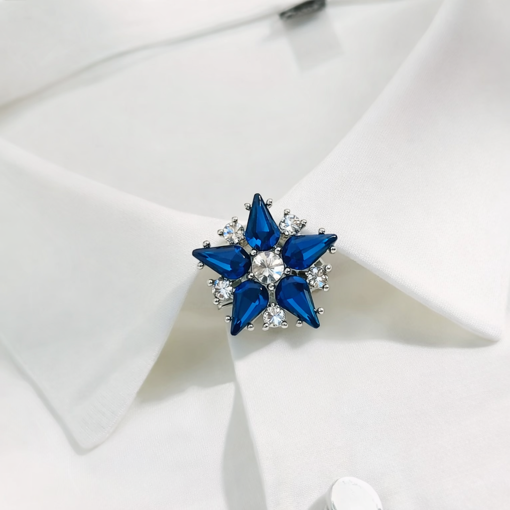 Knappepynt - Strass stjerneblomst (blå)