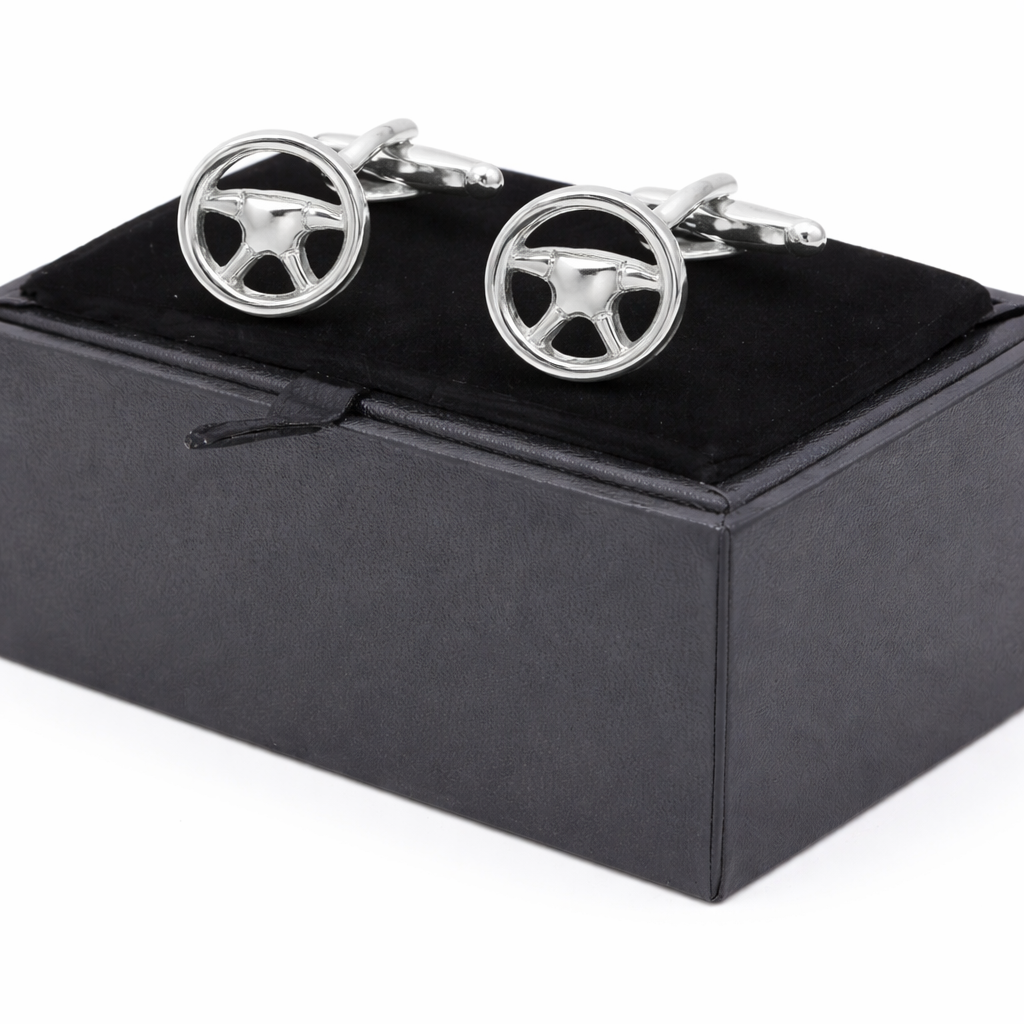 Mansjettknapper i hvitt metall - bilratt