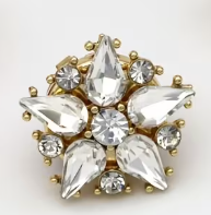 Knappepynt - Strass stjerneblomst (hvit)